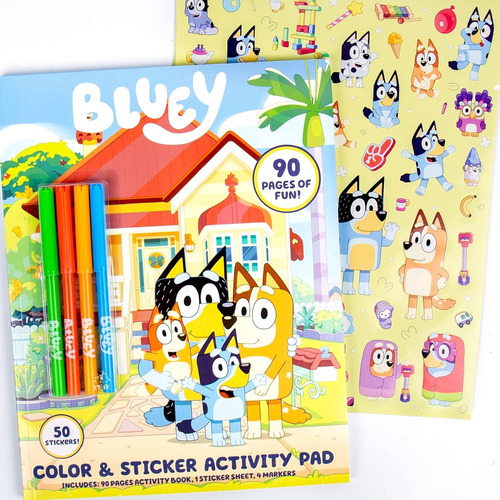 Bluey Libro Juego Para Colorear Y Calcomanias Para Niños