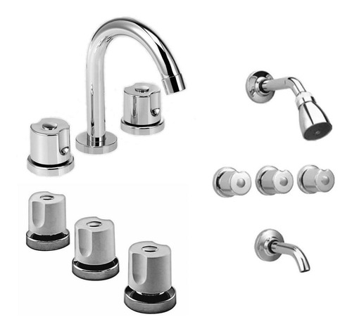 Imagen 2 de 5 de Combo Griferia Malba Cromo Peirano Lavatorio Bidet Ducha Aho