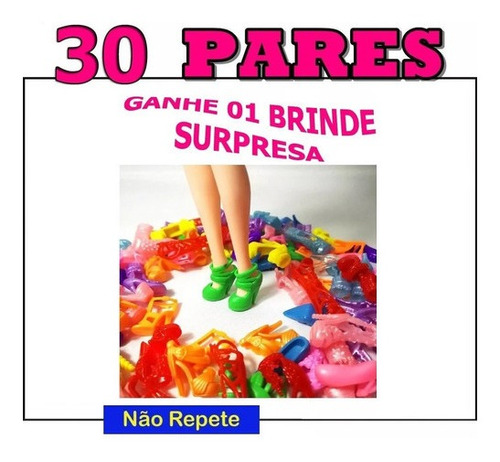 Kit 30 Pares -sapatos Para Boneca Barbie Sapatinho