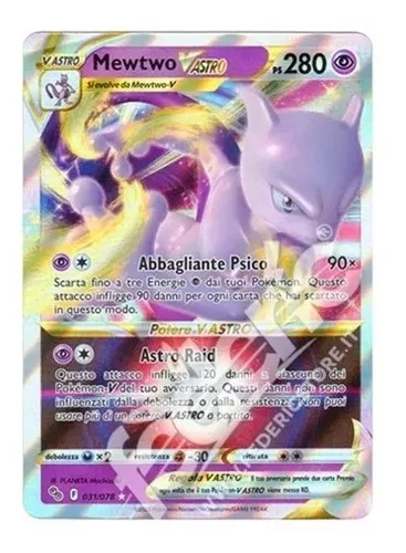 Carta Pokémon Mewtwo V Astro Dourado Coleção Especial Go