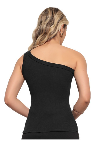 Blusa Blusinha Canelada Gola Redonda Ombro Único Cores
