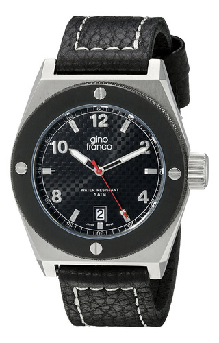 Reloj Hombre Gino Franco 9658bk Cuarzo Pulso Negro En Cuero