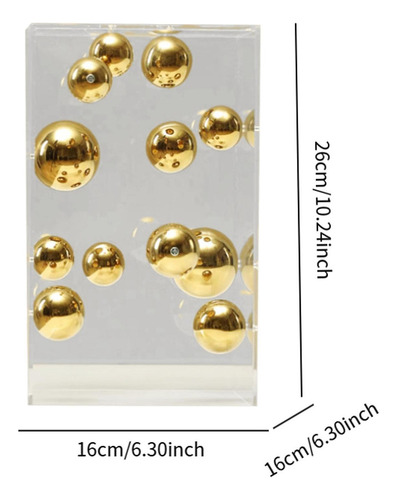 Capa De Acrílico Transparente Bola 16cm X 16cm X 26cm Ouro