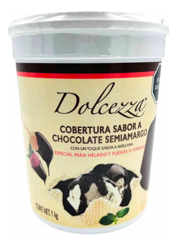 Cobertura De Chocolate Dolcezza Semi Amargo 1kg Para Helado