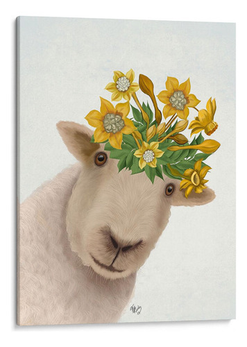Canvas Lab Cuadro Ovejas Con Corona De Narciso 45x60