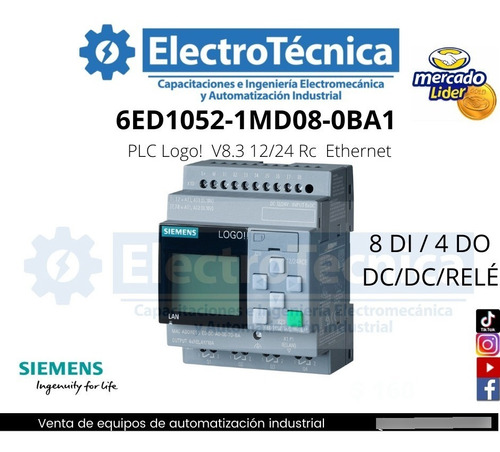 Imagen 1 de 6 de Plc Siemens Logo V8.3 12/24rc 6ed1052-1md08-0ba1 Dc-dc-rele