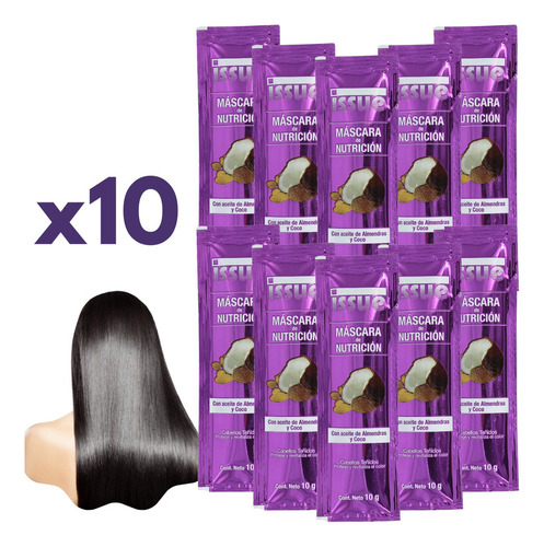 10 Mascarillas Con Aceite Coco Y Almendras Issue, Cabello