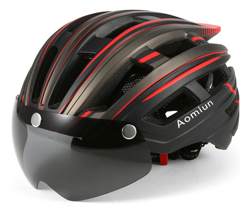 Aomiun Casco Bicicleta Montaña Con Luz Trasera Visera Magnét