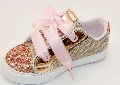 Zapatillas Bebe Nena Brillos Dorado Glitters