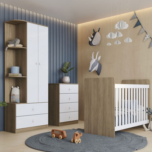 Quarto De Bebê Completo Labirinto 2 Portas 6 Gavetas Cor Marrom
