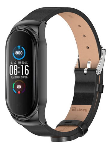 Correa Cuero Compatible Xiaomi Mi Band 3 Y 4 Metal Negro-ng