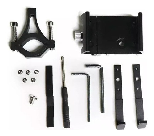 Porta Smartphone Celular Metálico Para Moto Bicicleta Grande Negro