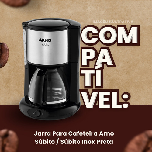 Jarra Vidro Resistente Compatível Cafeteira Arno Subito Inox