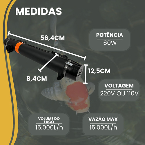 Filtro Uv Quartzo Compacta Cubos 60w 110v Ou 220v