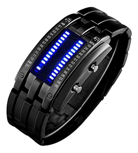 Binary Matrix Blue Led Digital Watch Mens Classic Creative F