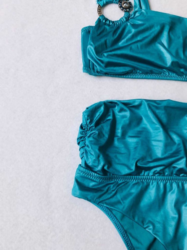 Intimissimi Calzedonia Bikini Tiro Alto Azul Satinado