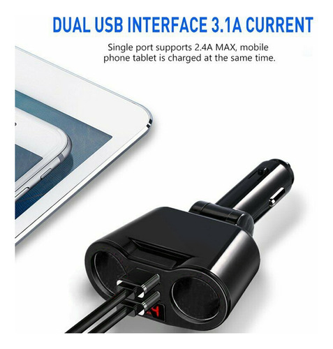 Cargador Doble Usb De 2 Vías Para Encendedor De Coche