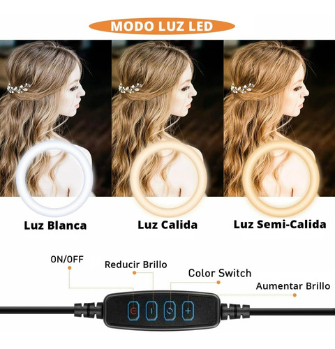 Imagen 8 de 8 de Aro De Luz Led 10 26cm Control Bluetooth Mesa Escritorio
