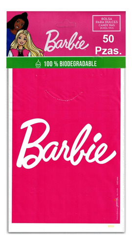 Barbie Bolsa Para Dulces De Plástico -50 Piezas-