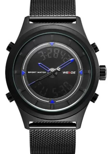 Relógio Masculino Weide Anadigi Wh7305b - Preto E Azul