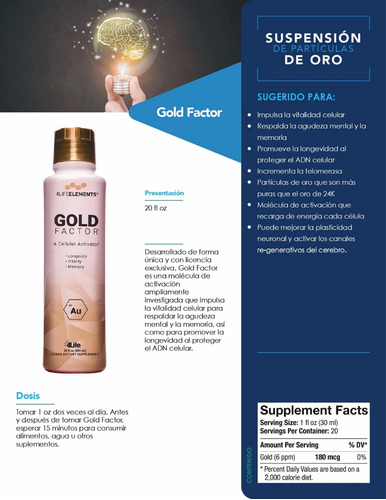 Gold Factor / Oro Líquido / Antienvejecimiento / Telomerasa