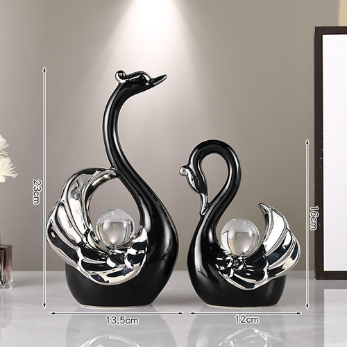 Figuras De Cisne, Escultura, Regalo De Negro