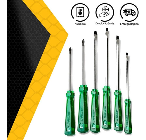 Imagem 4 de 5 de Kit Jogo Chave Fenda E Philips 6 Pças Belzer 232102br