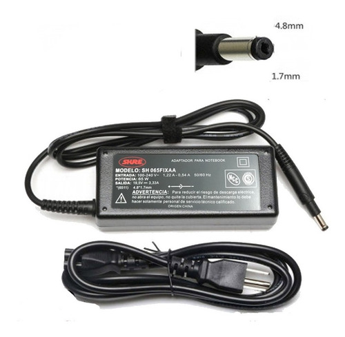 Imagen 2 de 3 de Cargador Notebook Hp 65w-11 / 19,5v X 3,33a -tip 4,8mmx17mm