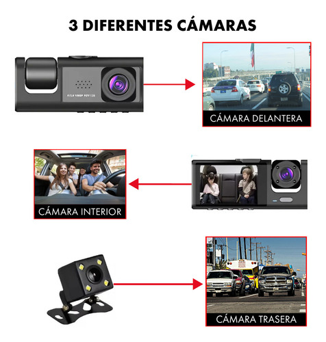 Camara Auto Dvr Frontal Y Trasera Estacionamiento Hd 1080p