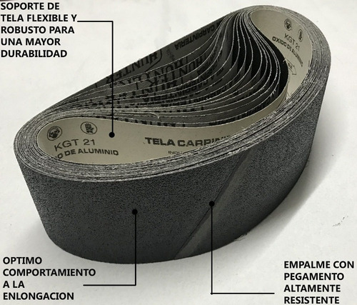 Imagen 2 de 6 de 5 Lijas Bandas Hunter 100 X 915 Tela Oxido Grano Surtido