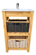 Comprar Vanitory De Pino Bacha 50 X 40 X 80 Cm + Griferia + Canastos