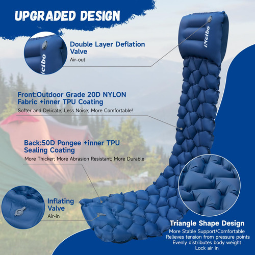Colchoneta De Dormir Inflable Con Almohada Y Bomba Para Camp