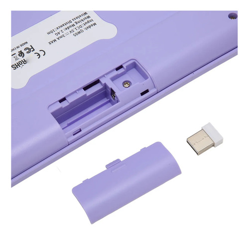 Kit Teclado Mouse Inalámbrico Español Qwerty Gatito Kawaii Violeta Violeta