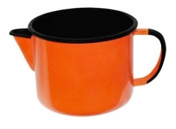 Caneca Aço Esmaltada 1 Litro Com Bico Colorido Laranja