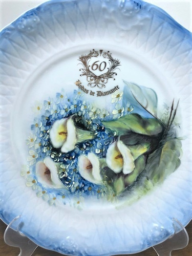 Imagem 3 de 5 de Prato Lady Pintado A Mão Bodas 60 Anos De Casamento