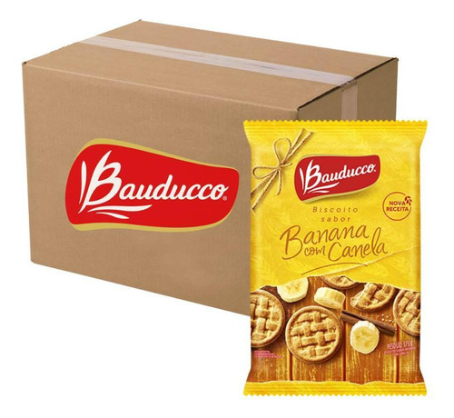 Biscoito Bolacha 24 Pacotes 375g Bauducco Banana Com Canela
