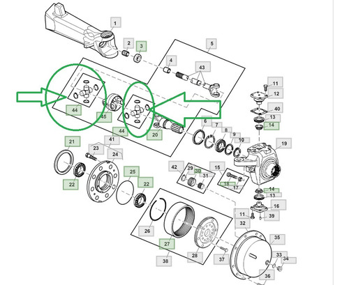 Cruceta Eje Delantero Dana 4x4 J. Deere 5045e-5090m Re271430
