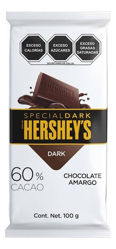 2 Pza Chocolate Hershey's Barra Premium Dark 100 G