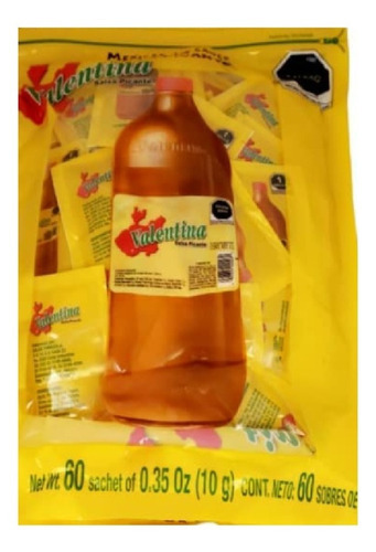 Salsa Valentina Amarilla En Sobre De 10 Gr. Bolsa Con 60 Pz