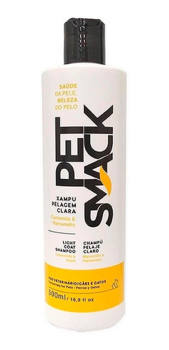 Shampoo Para Cães E Gatos Pelagem Clara 500ml Pet Smack