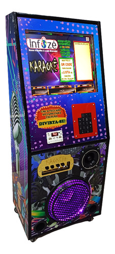 Maquina Karaoke Caixinha 6 X 1 Com Tela 17 Polegadas Roxa
