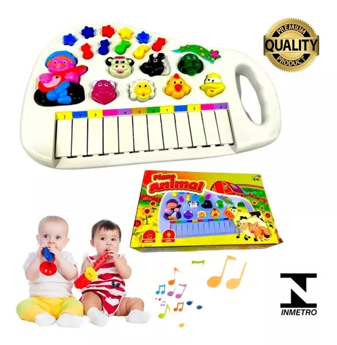 Pianinho Teclado Musical Infantil Som Luz Fazendinha Animais