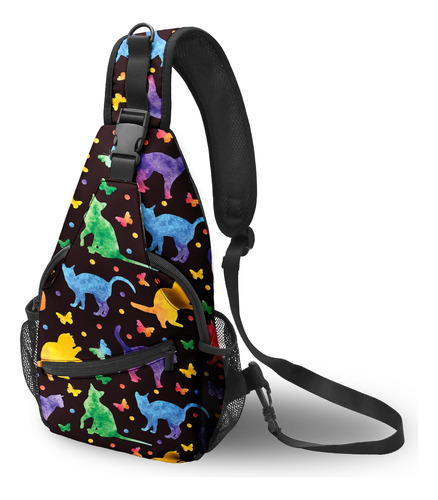 Yamegoun Colorido Cat Sling Bag Travel Crossbody Mochila Sho