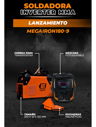 Imagen 6 de 10 de Mega Kit Soldador Lüsqtoff Megairon180-9 Inverter Accesorios