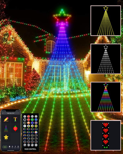 Luces De Decoracin De Navidad Al Aire Libre Con Estrella, Pa