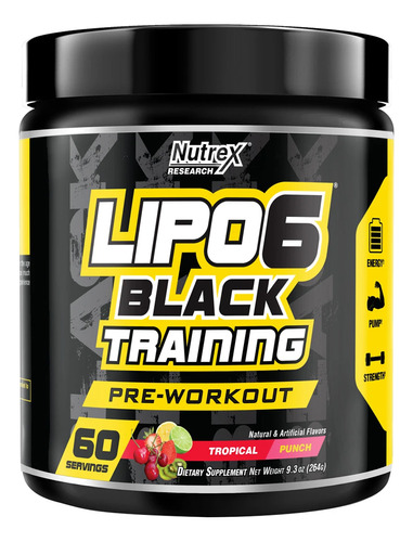 Lipo6 Black Training Pre-workout - 60 Servicios - Tropical