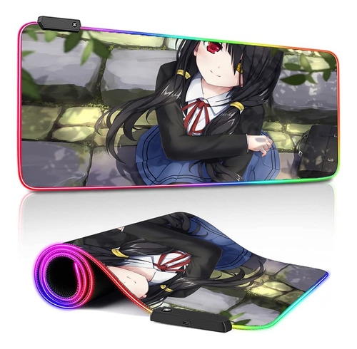 Almohadilla Mouse Para Uniforme Escolar Negro Niña Anime Rgb