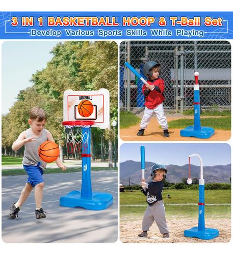 Juego De Canasta De Baloncesto Y Pelota En T Rianean 3 En 1