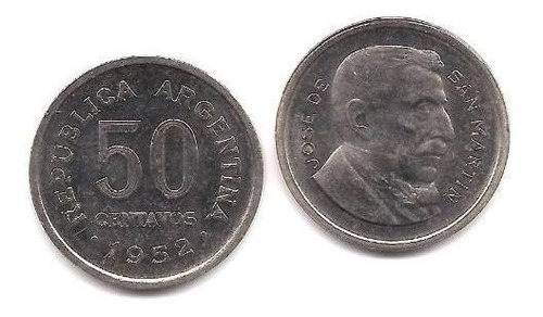 Moneda Argentina 50 Centavos Año 1952 Sin Circular Oferta