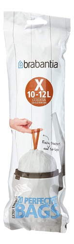 20 Bolsas De Plástico Para Basura 10-12 X Brabantia Color Blanco